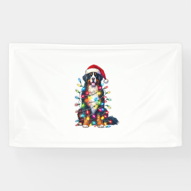 Bernese Mountain Dog x Christmas Lights  Banner (Horizontal)