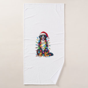 Bernese Mountain Dog x Christmas Lights  Bath Towel