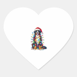 Bernese Mountain Dog x Christmas Lights  Heart Sticker