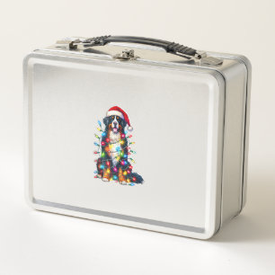 Bernese Mountain Dog x Christmas Lights  Metal Lunch Box