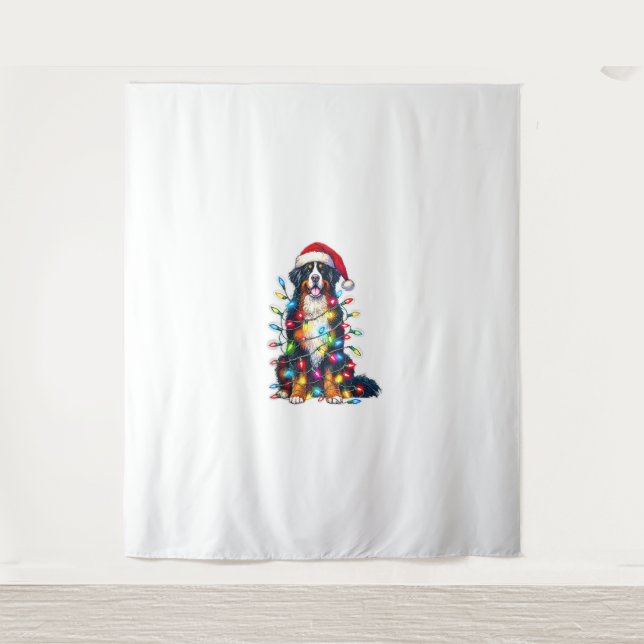 Bernese Mountain Dog x Christmas Lights  Tapestry (Front)