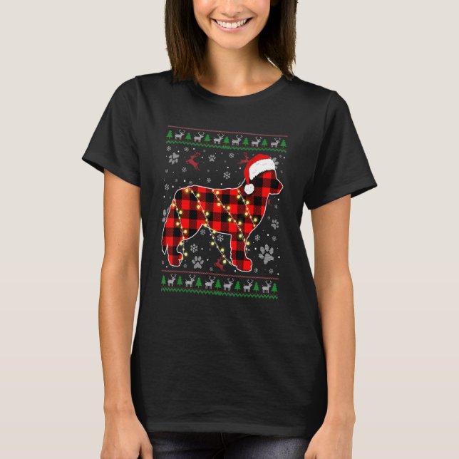 Bernese Mountain Dog Xmas Santa Hat Ugly Christmas T-Shirt (Front)