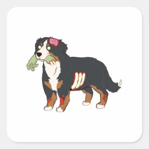 Bernese Mountain Dog Zombie Halloween Square Sticker