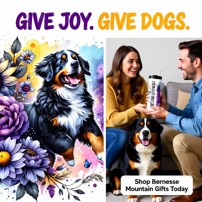 Bernese Mountain Dog's Floral Frolic Thermal Tumbler (Creator Uploaded)