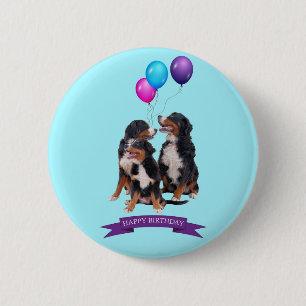 Bernese Mountain Dogs Happy Birthday 6 Cm Round Badge