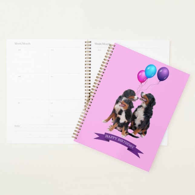 Bernese Mountain Dogs Happy Birthday Gift Bag Planner (Display)