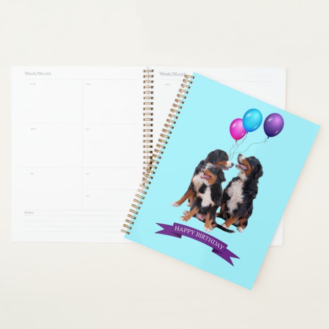 Bernese Mountain Dogs Happy Birthday Gift Bag Planner (Display)