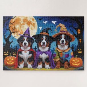 Bernese Mountain Dogs Pumpkin Halloween Funny Jigsaw Puzzle