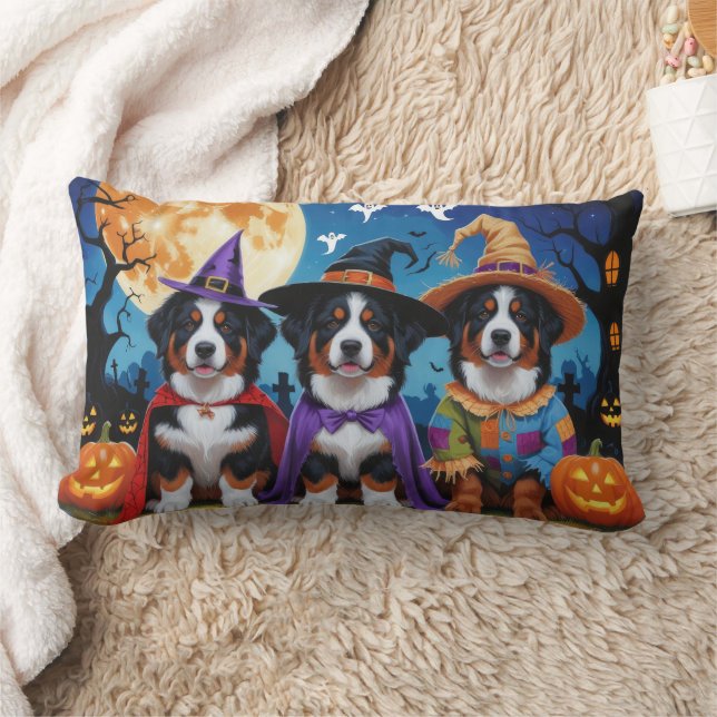 Bernese Mountain Dogs Pumpkin Halloween Funny Lumbar Cushion (Blanket)
