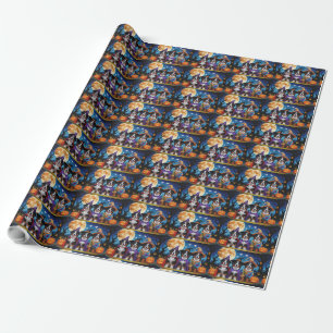 Bernese Mountain Dogs Pumpkin Halloween Funny Wrapping Paper
