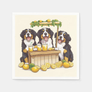 Bernese Mountain Dogs Running A Lemonade Stand Napkin