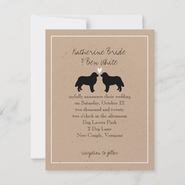 Bernese Mountain Dogs Wedding Invitation (Front)