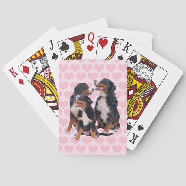 Bernese Mountain Dogs with Pink Hearts Playing Cards (Back)