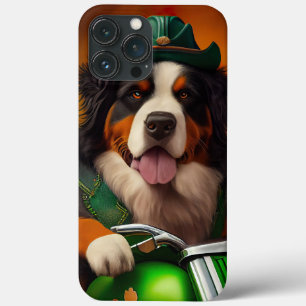 Bernese Mountain Driving Bike St. Patrick's Day iPhone 13 Pro Max Case