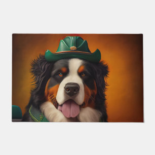 Bernese Mountain Driving Bike St. Patrick's Day Doormat