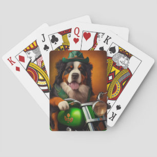 Bernese Mountain Driving Bike St. Patrick's Day Playing Cards