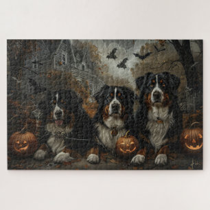 Bernese Mountain Halloween Night Doggy Delight Jigsaw Puzzle