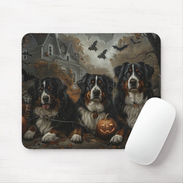 Bernese Mountain Halloween Night Doggy Delight Mouse Mat (With Mouse)