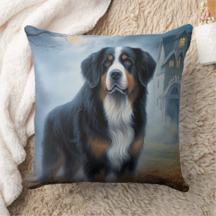 Bernese Mountain Halloween Scary Cushion