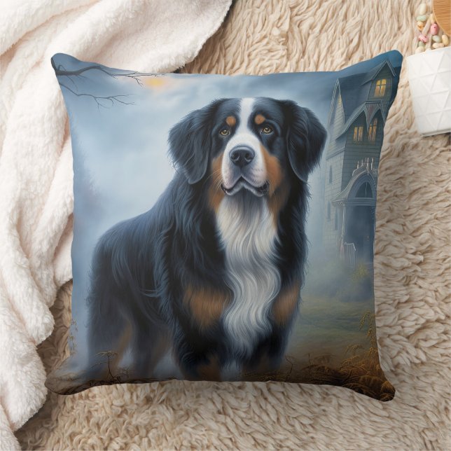 Bernese Mountain Halloween Scary Cushion (Blanket)