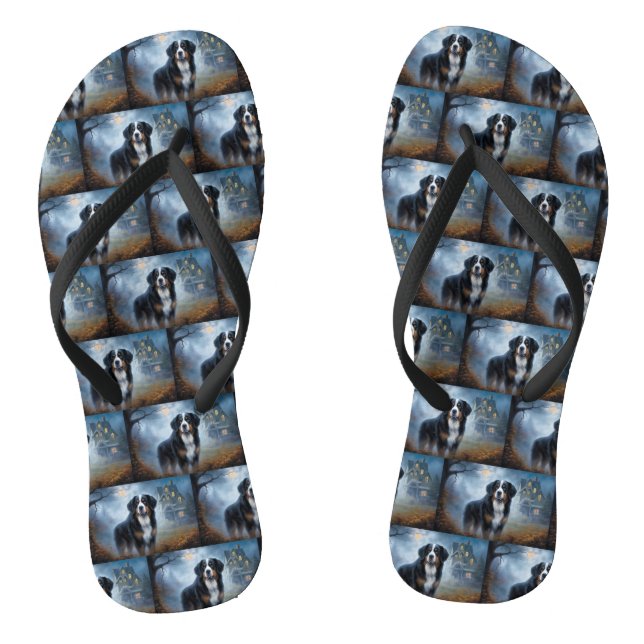 Bernese Mountain Halloween Scary Flip Flops (Footbed)