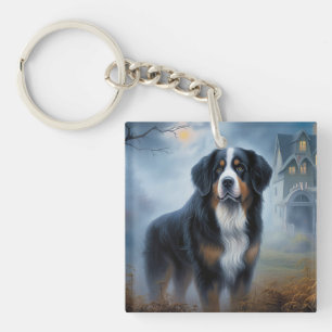 Bernese Mountain Halloween Scary Key Ring