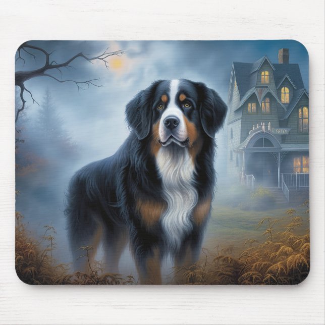 Bernese Mountain Halloween Scary Mouse Mat (Front)