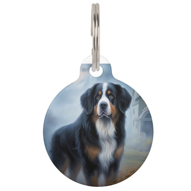 Bernese Mountain Halloween Scary Pet Tag (Front)