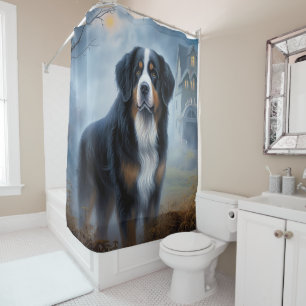 Bernese Mountain Halloween Scary Shower Curtain