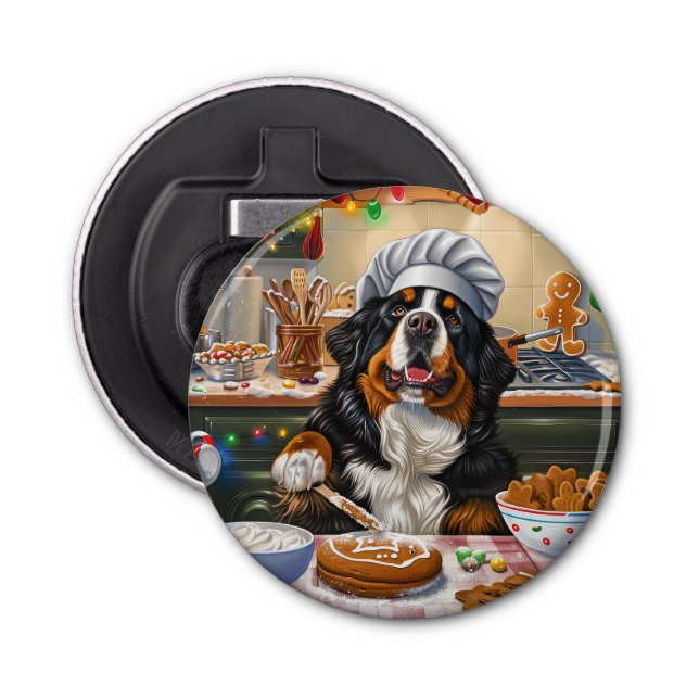 Bernese Mountain Holiday Baking: Festive Christmas Bottle Opener (Front)