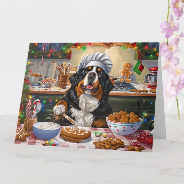 Bernese Mountain Holiday Baking: Festive Christmas Card (Orchid)