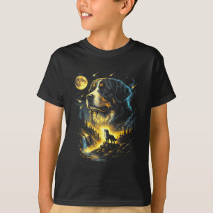 Bernese mountain howling to the moon fantasy dog T-Shirt
