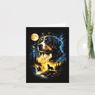 Bernese mountain howling to the moon vintage 90s card