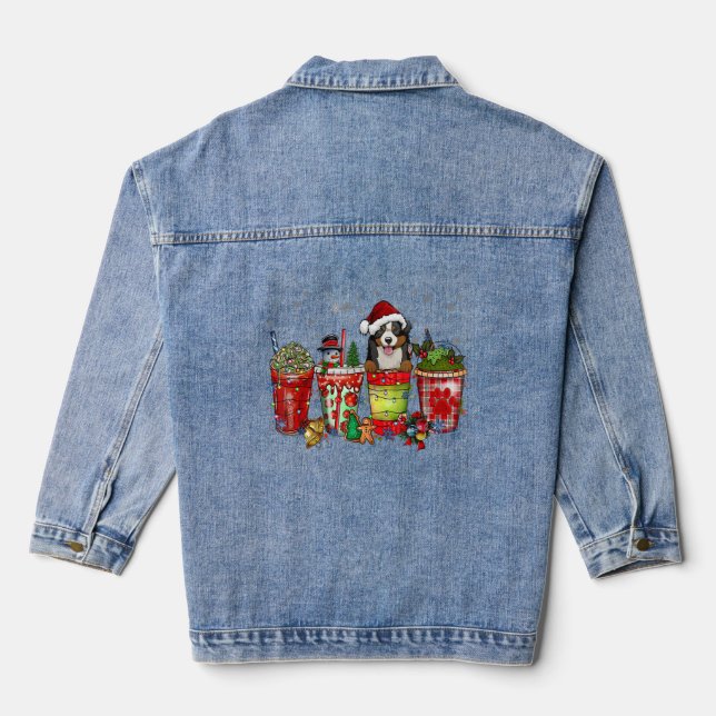 Bernese Mountain Iced Latte Snowmen Sweets Snow Ch Denim Jacket (Back)