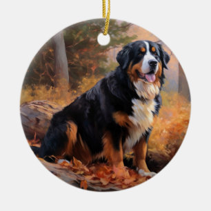 Bernese Mountain in Autumn Leaves Fall Inspire Ceramic Tree Decoration