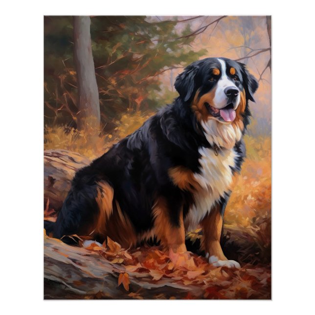Bernese Mountain in Autumn Leaves Fall Inspire  Poster (Front)