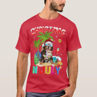 Bernese Mountain in Santa Hat Sunglasses Christmas T-Shirt