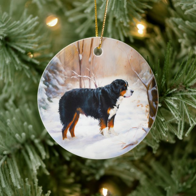Bernese Mountain Let It Snow Christmas  Ceramic Tree Decoration (Tree)