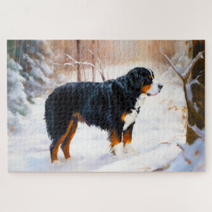 Bernese Mountain Let It Snow Christmas  Jigsaw Puzzle