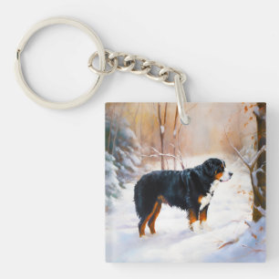 Bernese Mountain Let It Snow Christmas  Key Ring