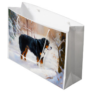 Bernese Mountain Let It Snow Christmas Large Gift Bag