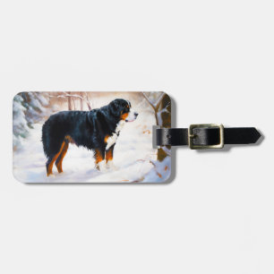 Bernese Mountain Let It Snow Christmas Luggage Tag
