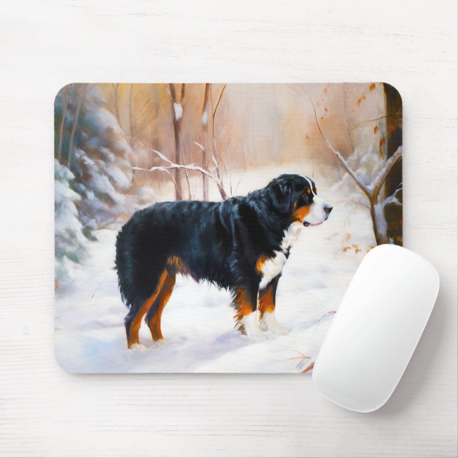 Bernese Mountain Let It Snow Christmas  Mouse Mat (With Mouse)
