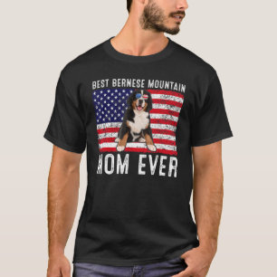 Bernese Mountain Mom Usa American Flag Dog  Owner T-Shirt