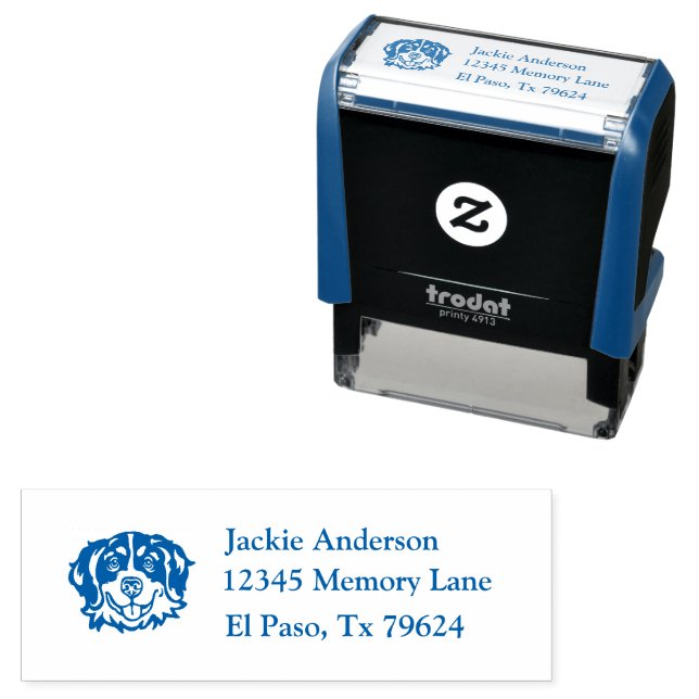 BERNESE MOUNTAIN | Name and Return Address Self-inking Stamp (In Situ)