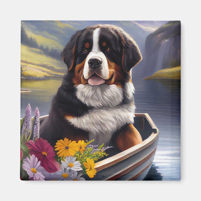 Bernese Mountain on a Paddle: A Scenic Adventure Magnet (Front)