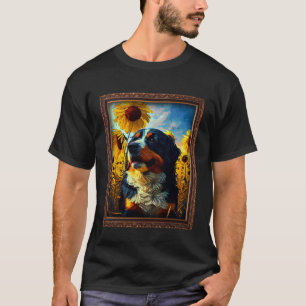 Bernese Mountain Painting Sunflower Flower Mum Wom T-Shirt