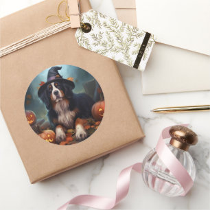 Bernese Mountain Pumpkins Halloween Scary Classic Round Sticker