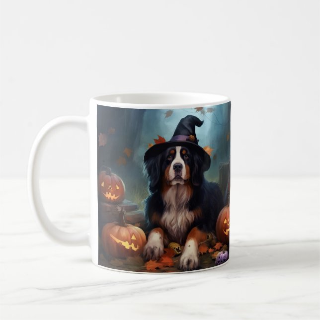 Bernese Mountain Pumpkins Halloween Scary Coffee Mug (Left)