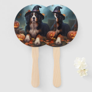 Bernese Mountain Pumpkins Halloween Scary Hand Fan